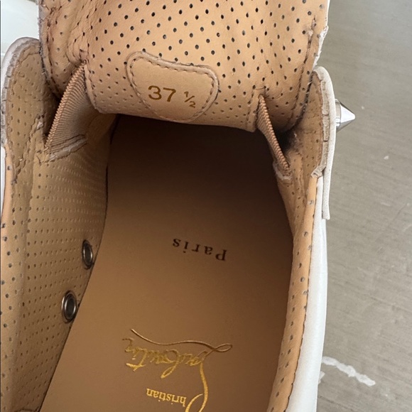 Christian Louboutin fav fique white leather sneaker trainer flat slip on sz 37.5 - Picture 7 of 10